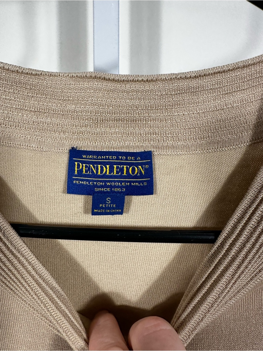 N7. Pendleton Short Sleeve silk Knit Top in Beige - Picture 2 of 5